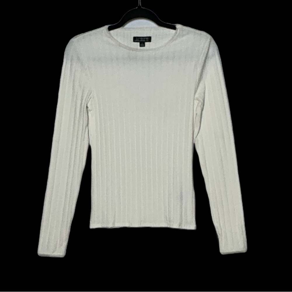 NWT J. Crew Ivory Pointelle Long-Sleeve T-Shirt, Small - Picture 4 of 14